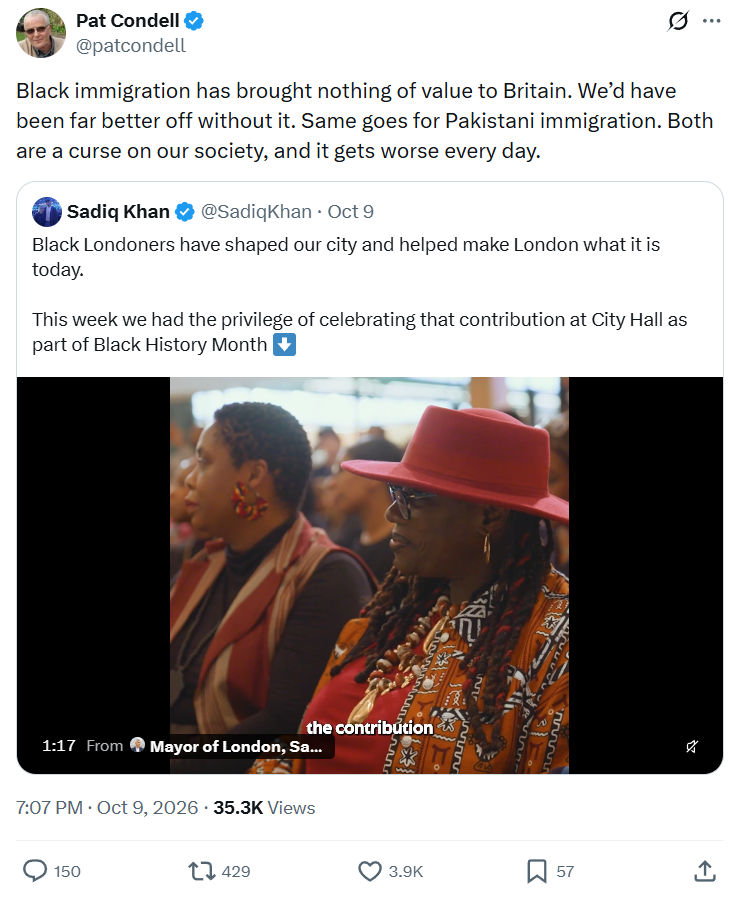 Pat Condell: Black immigration has brought...