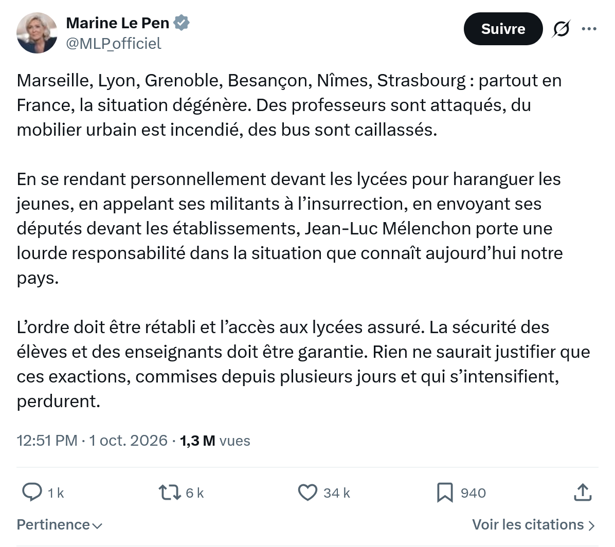Marine Le Pen: Marseille, Lyon, Grenoble...