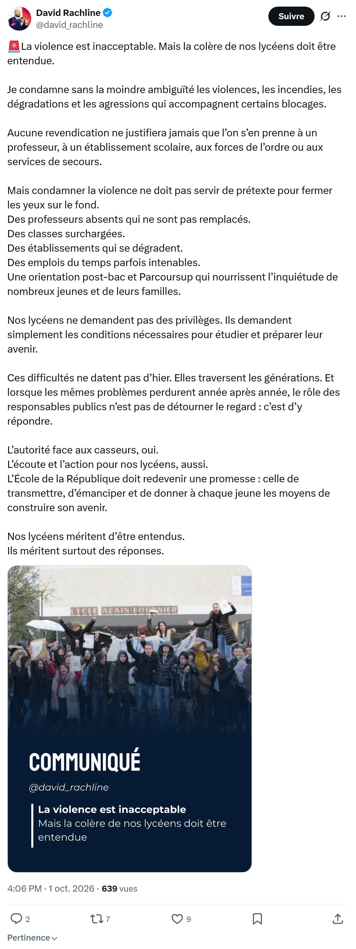 David Rachline: La violence est inacceptable...
