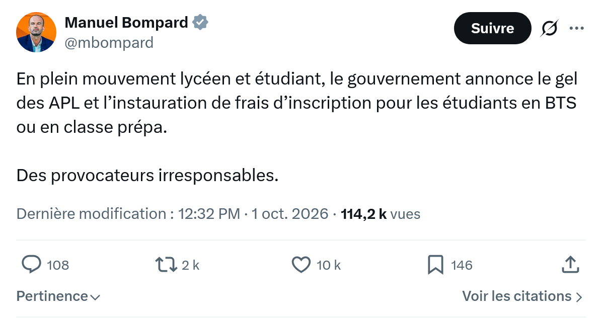 Manuel Bompard: En plein mouvement lycéen...
