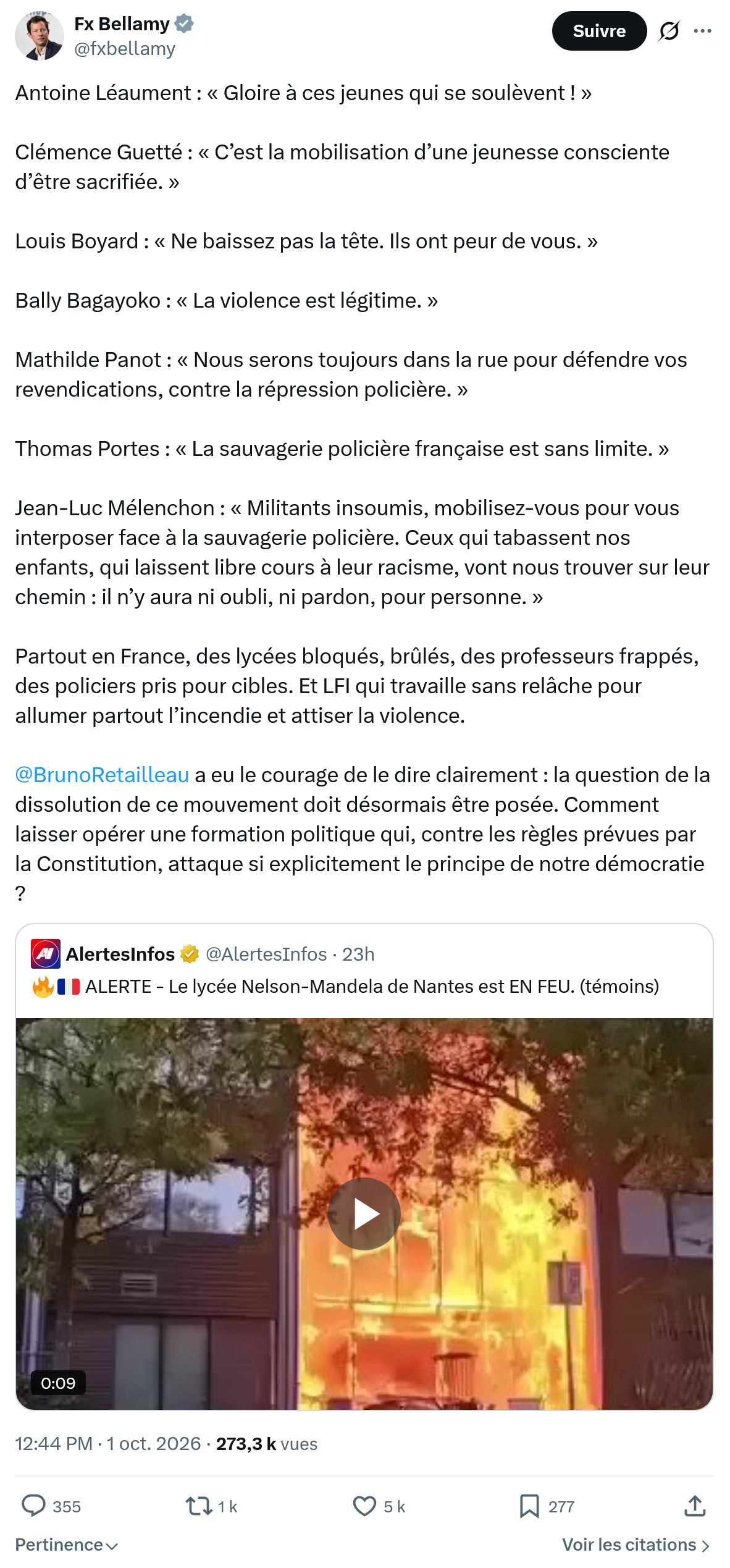 Fx Bellamy: Antoine Léaument : « Gloire à ces jeunes...