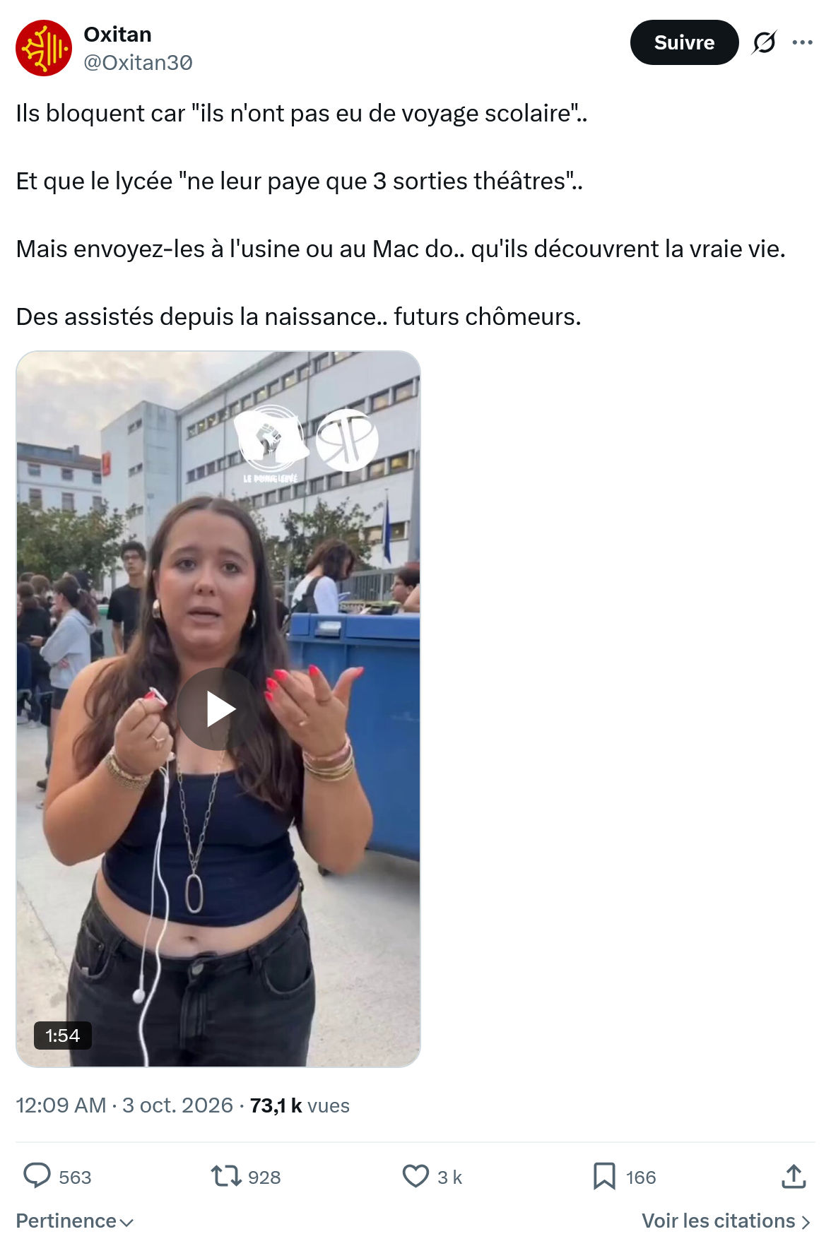 Oxitan: Ils bloquent car "ils n'ont...