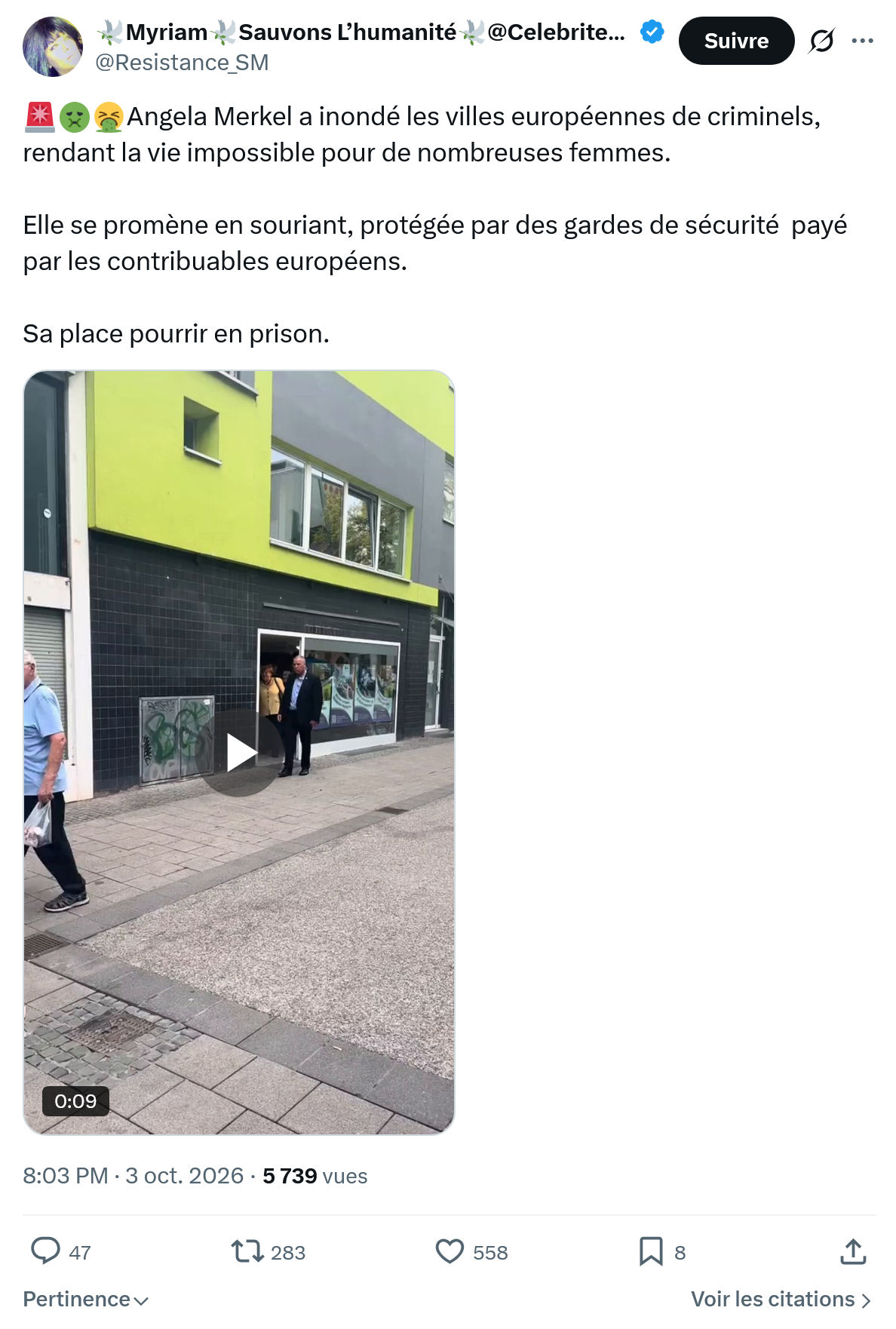 Myriam: Angela Merkel a inondé...