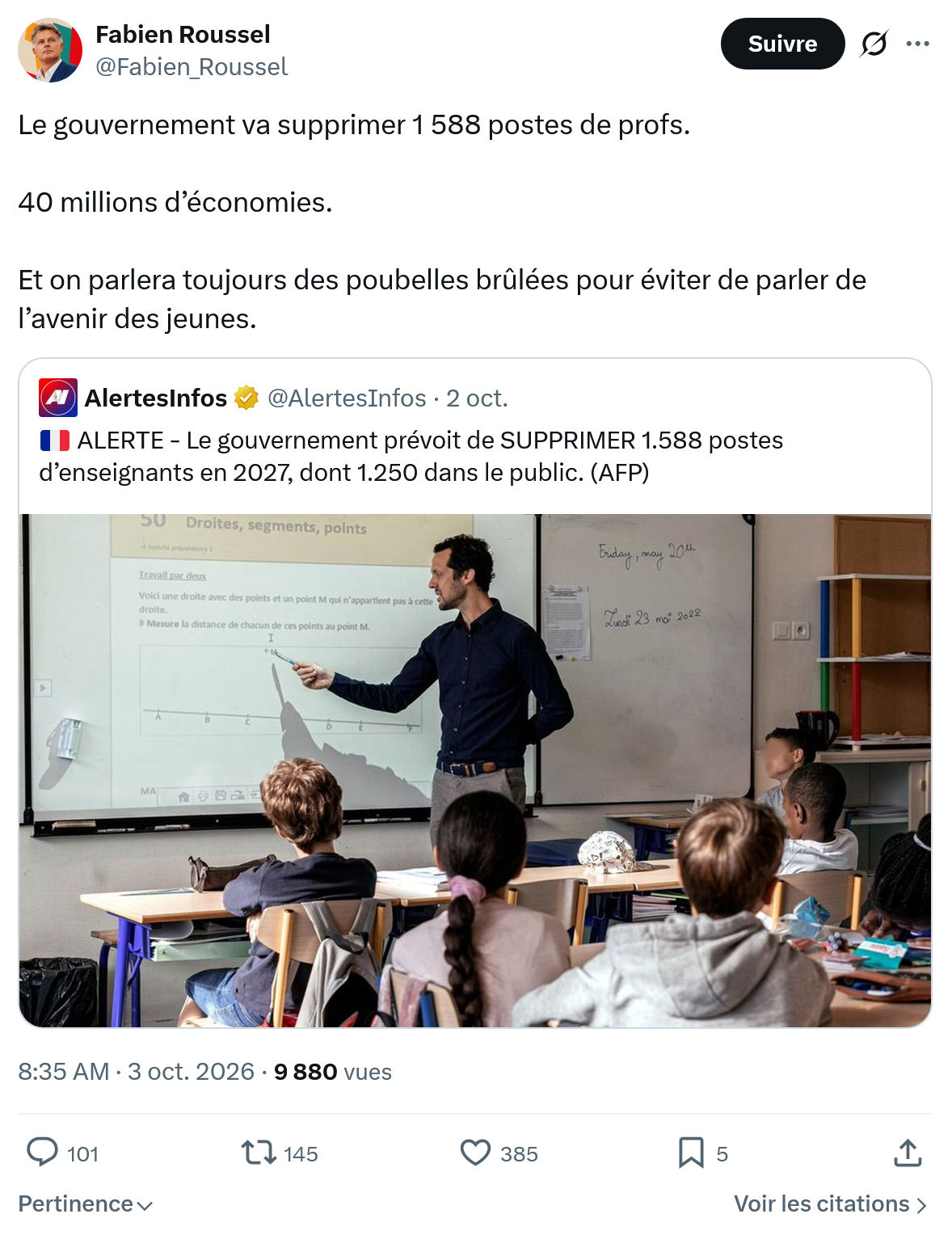 Fabien Roussel: Le gouvernement va supprimer...