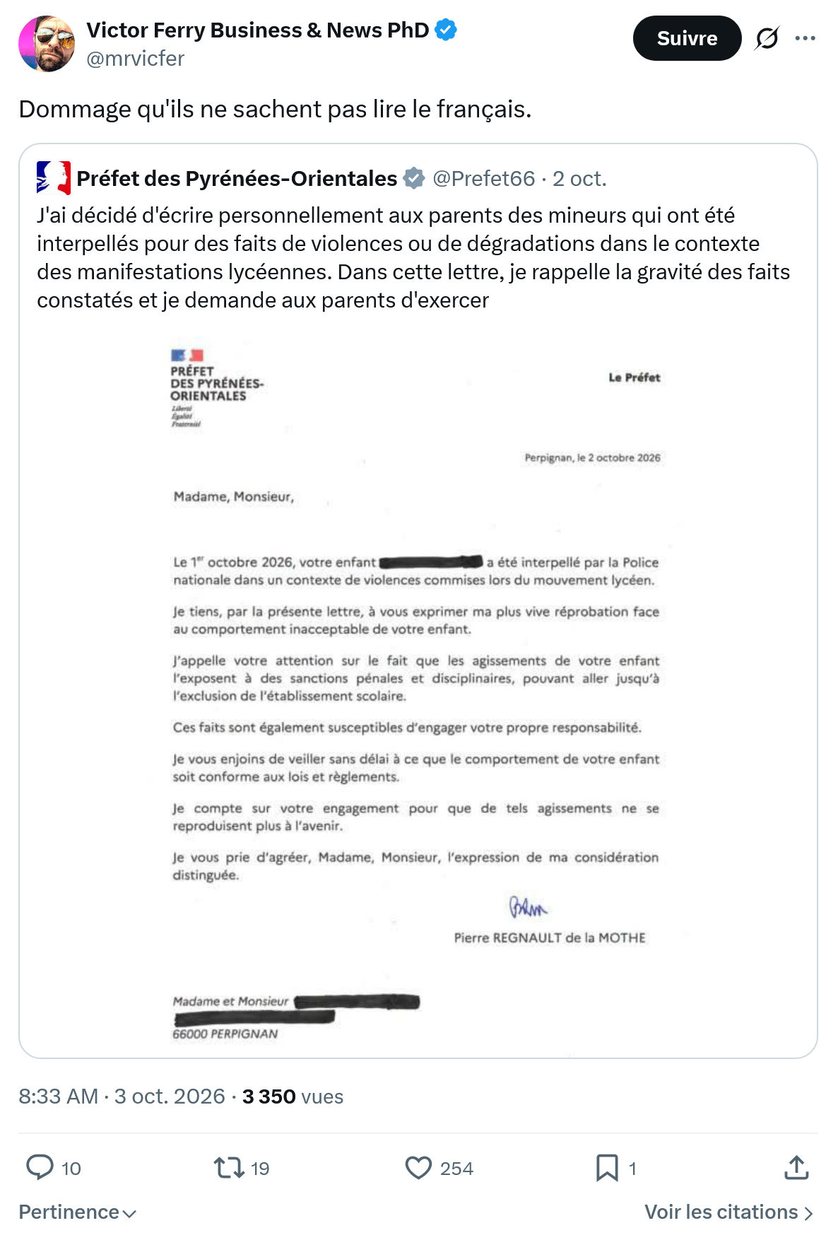 Victor Ferry: Dommage qu'ils...
