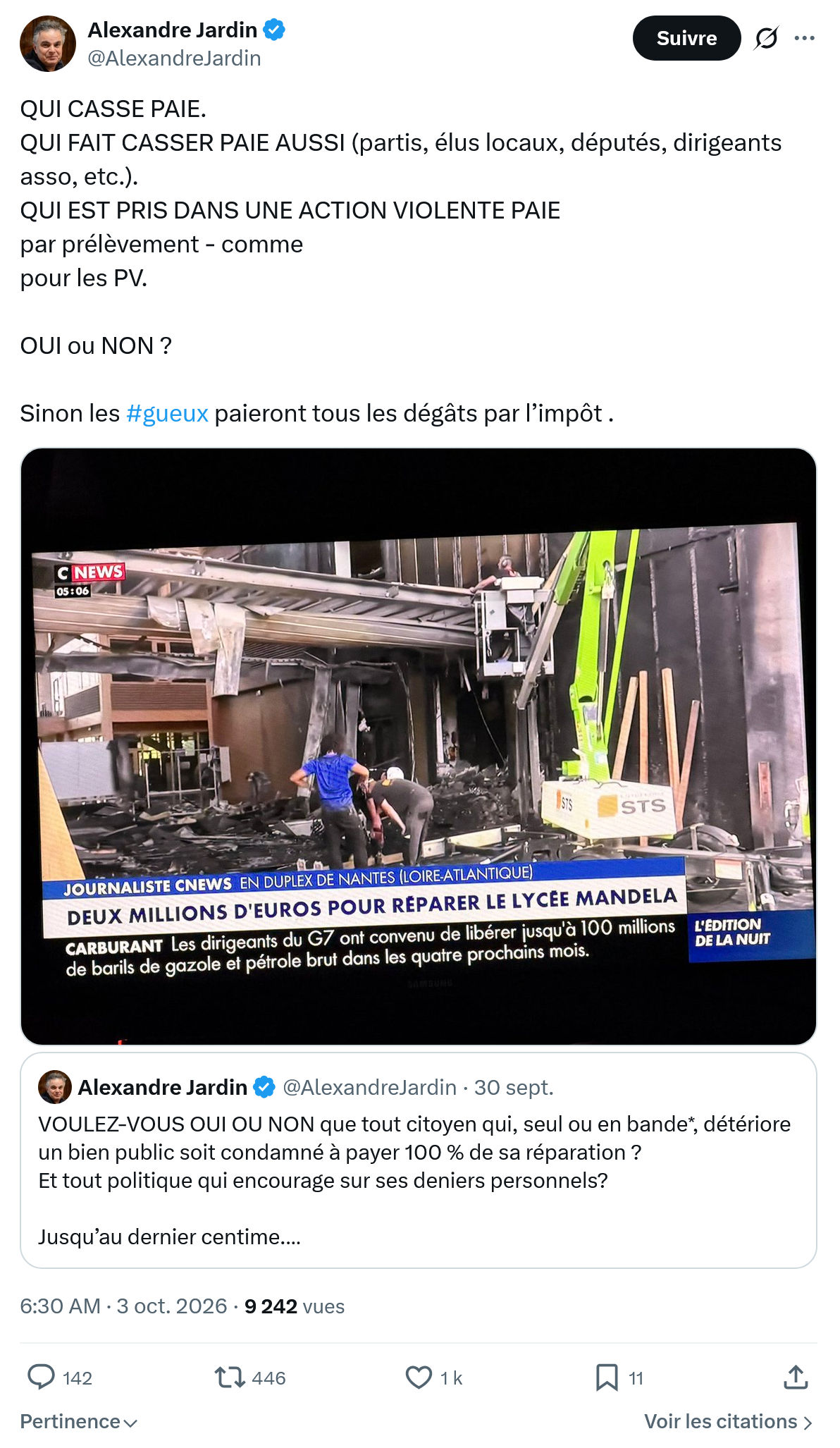 Alexandre Jardin: QUI FAIT CASSER PAIE AUSSI...