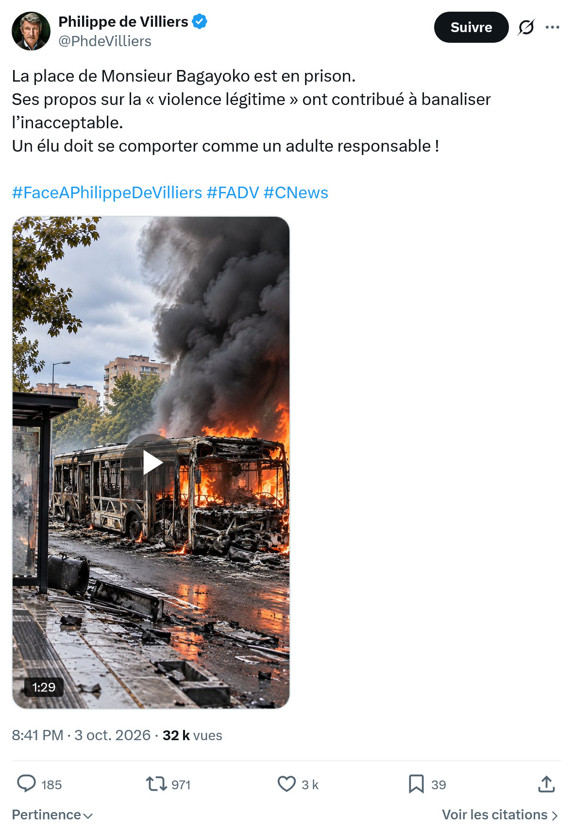 Philippe de Villiers: La place de Monsieur Bagayoko...