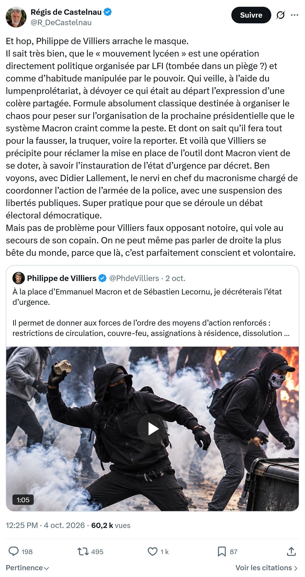 Régis de Castelnau: Et hop, Philippe de Villiers...