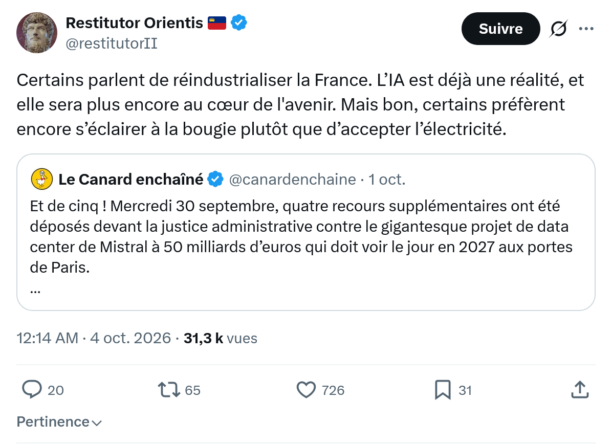 Restitutor Orientis: Certains parlent de réindustrialiser...