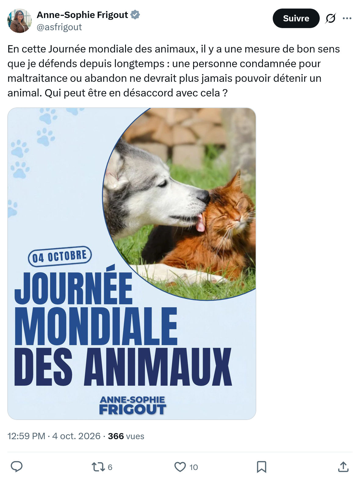 Anne-Sophie Frigout: En cette Journée mondiale...