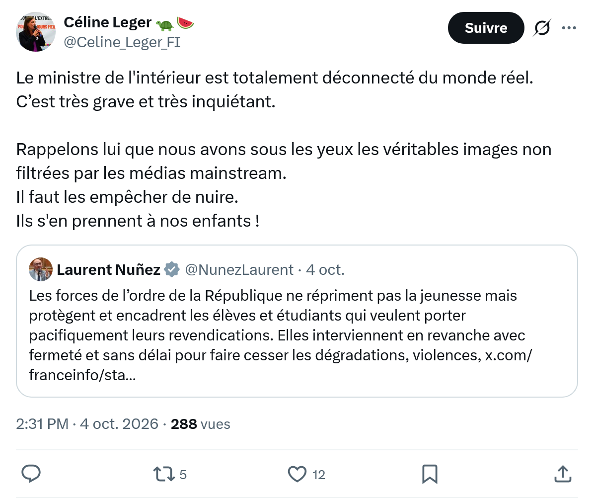 Céline Léger: Le ministre de l'intérieur...