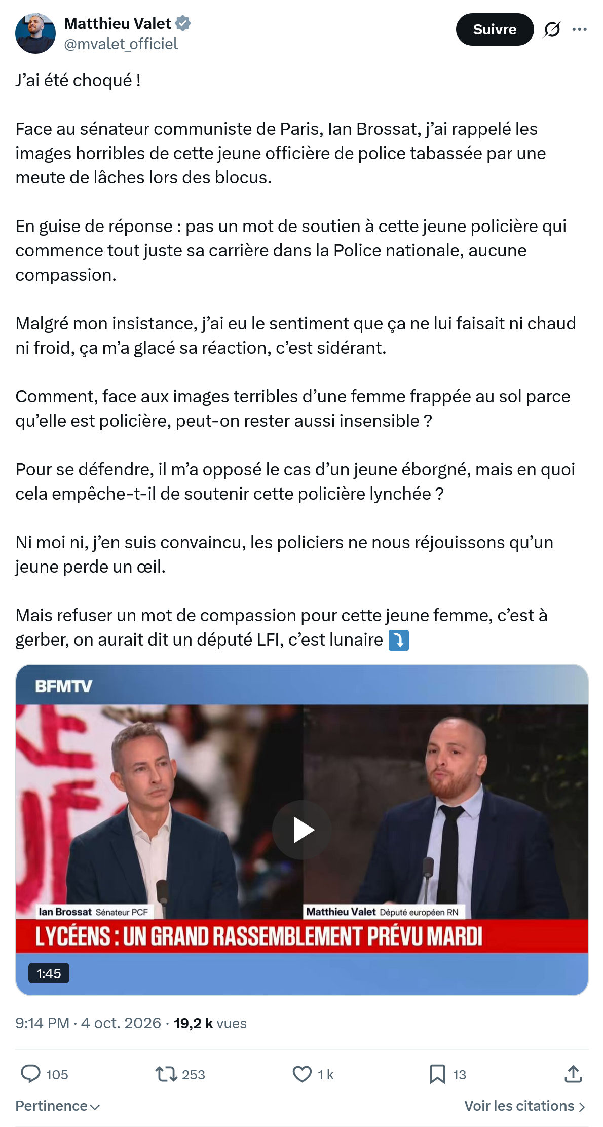 Matthieu Valet: J’ai été choqué...