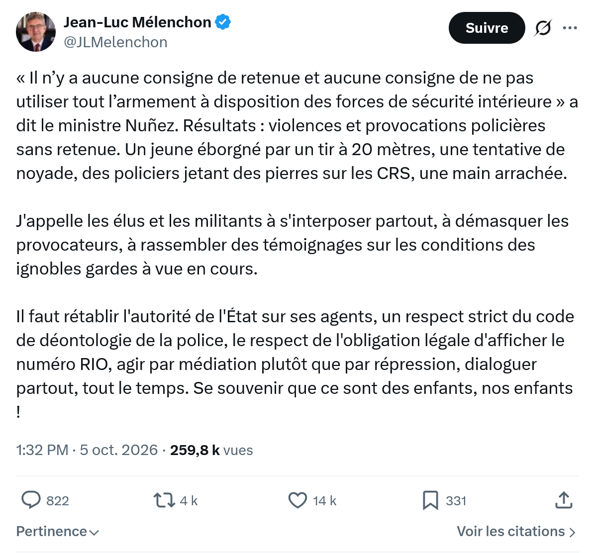 Jean-Luc Mélenchon: « Il n’y a aucune consigne...
