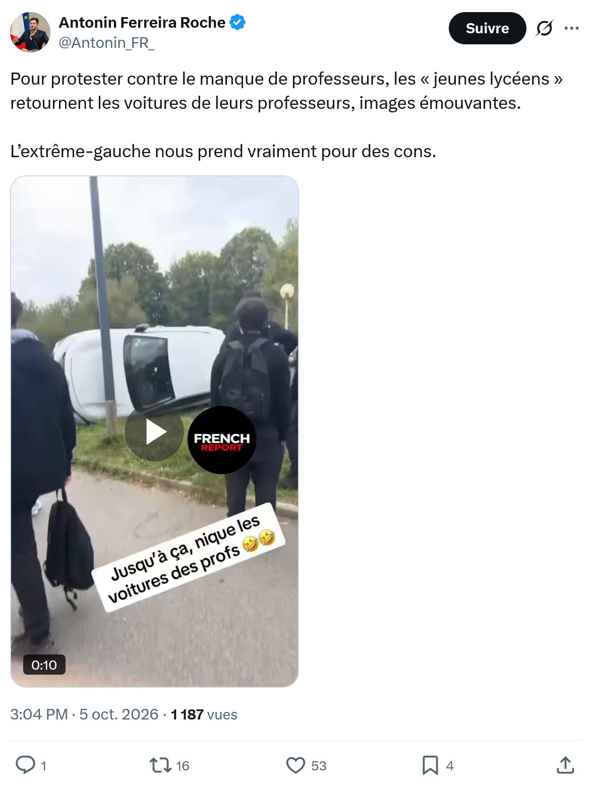 Antonin Ferreira Roche: Pour protester contre le manque...