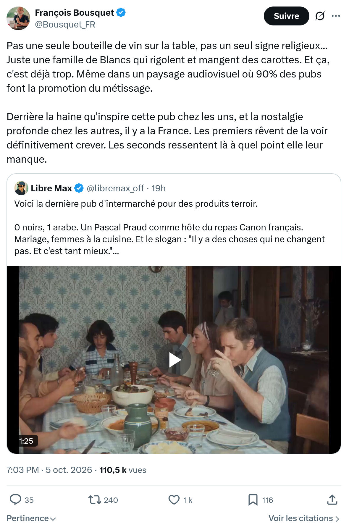 François Bousquet: Pas une seule bouteille...