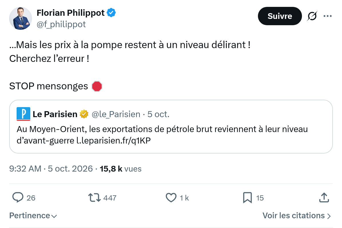 Florian Philippot: Mais les prix à la pompe...