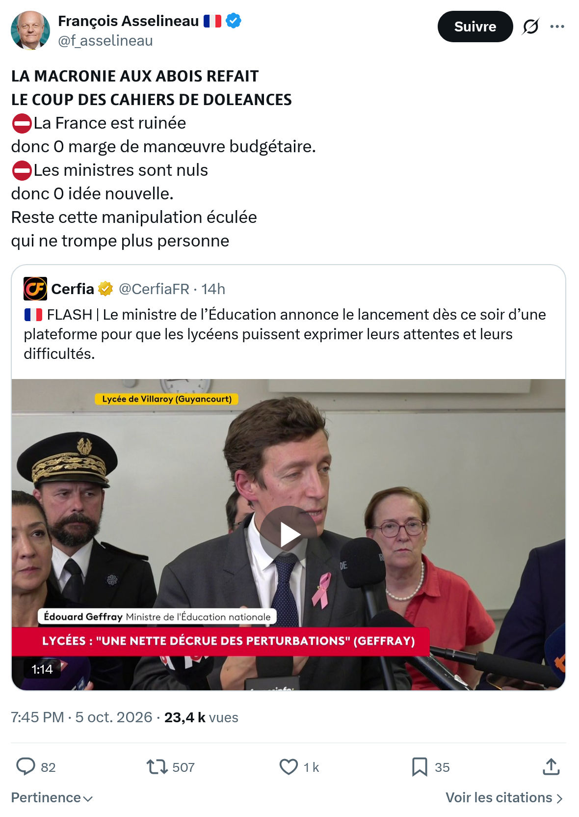 Francois Asselineau: 𝗟𝗔 𝗠𝗔𝗖𝗥𝗢𝗡𝗜𝗘 𝗔𝗨𝗫 𝗔𝗕𝗢𝗜𝗦 𝗥𝗘𝗙𝗔𝗜𝗧...