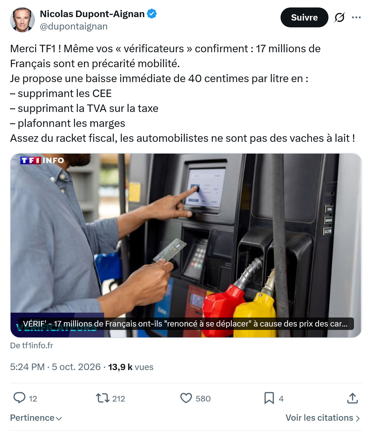 Nicolas Dupont-Aignan: Merci TF1 ! Même...