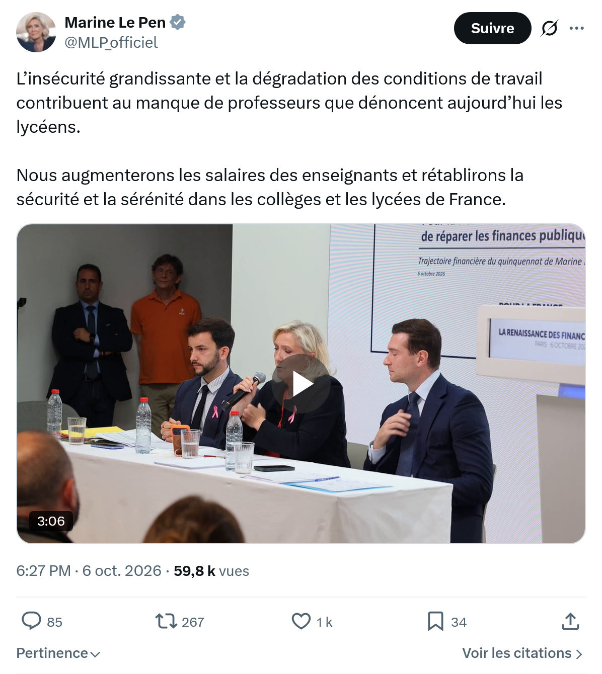 Marine Le Pen: L’insécurité grandissante...