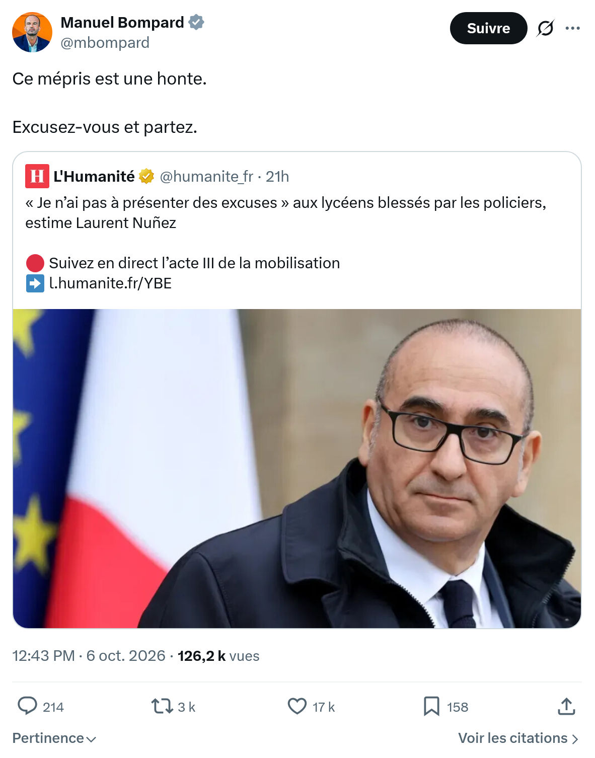Manuel Bompard: Ce mépris est une honte...