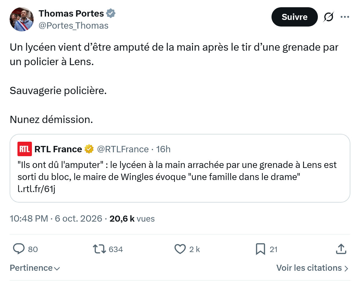 Thomas Portes: Un lycéen vient d’être amputé...