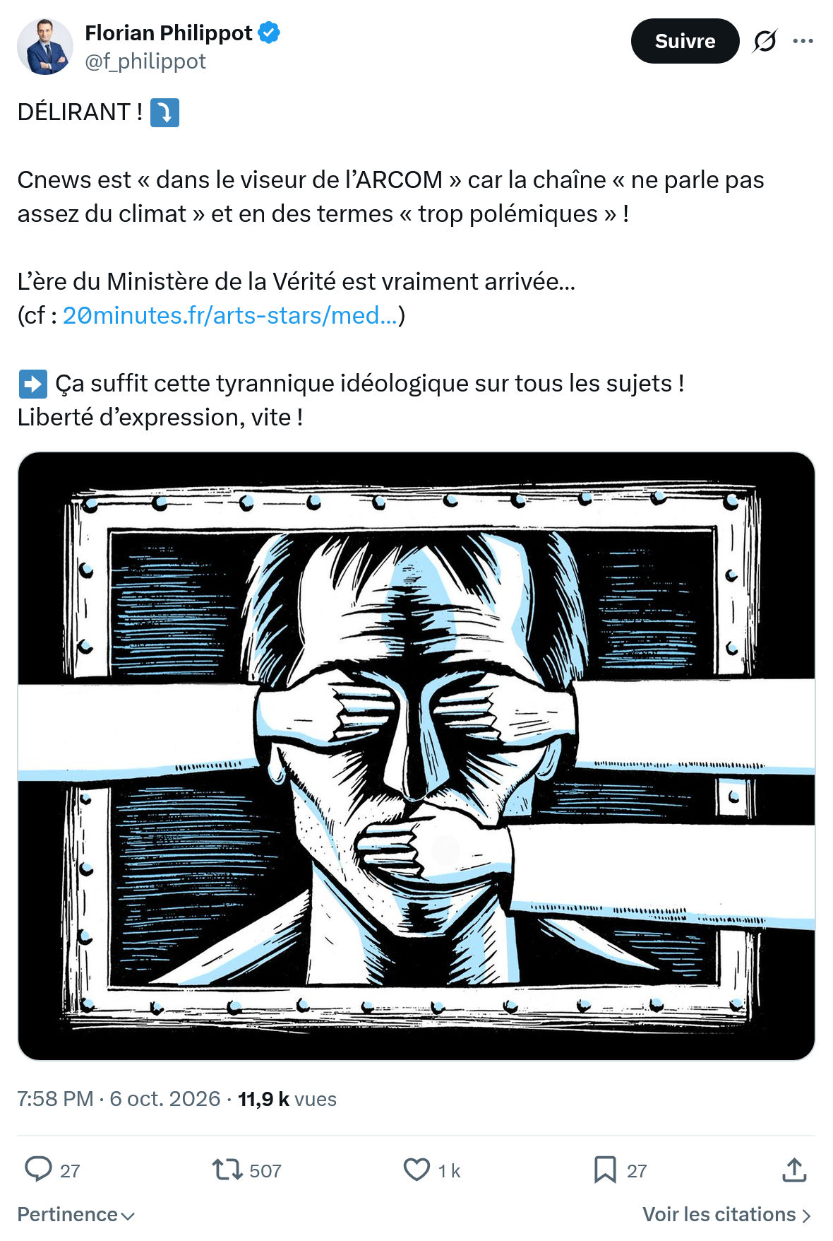 Florian Philippot: Cnews est « dans le viseur...