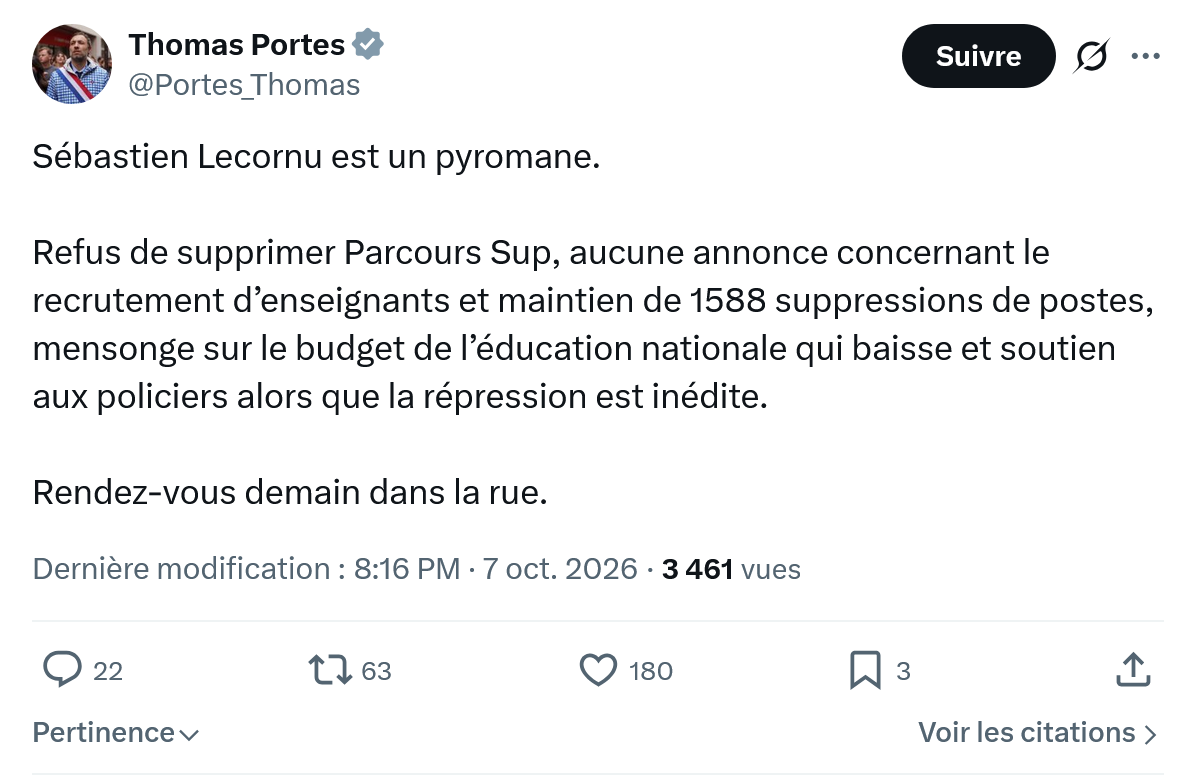 Thomas Portes: Sébastien Lecornu est un pyromane...