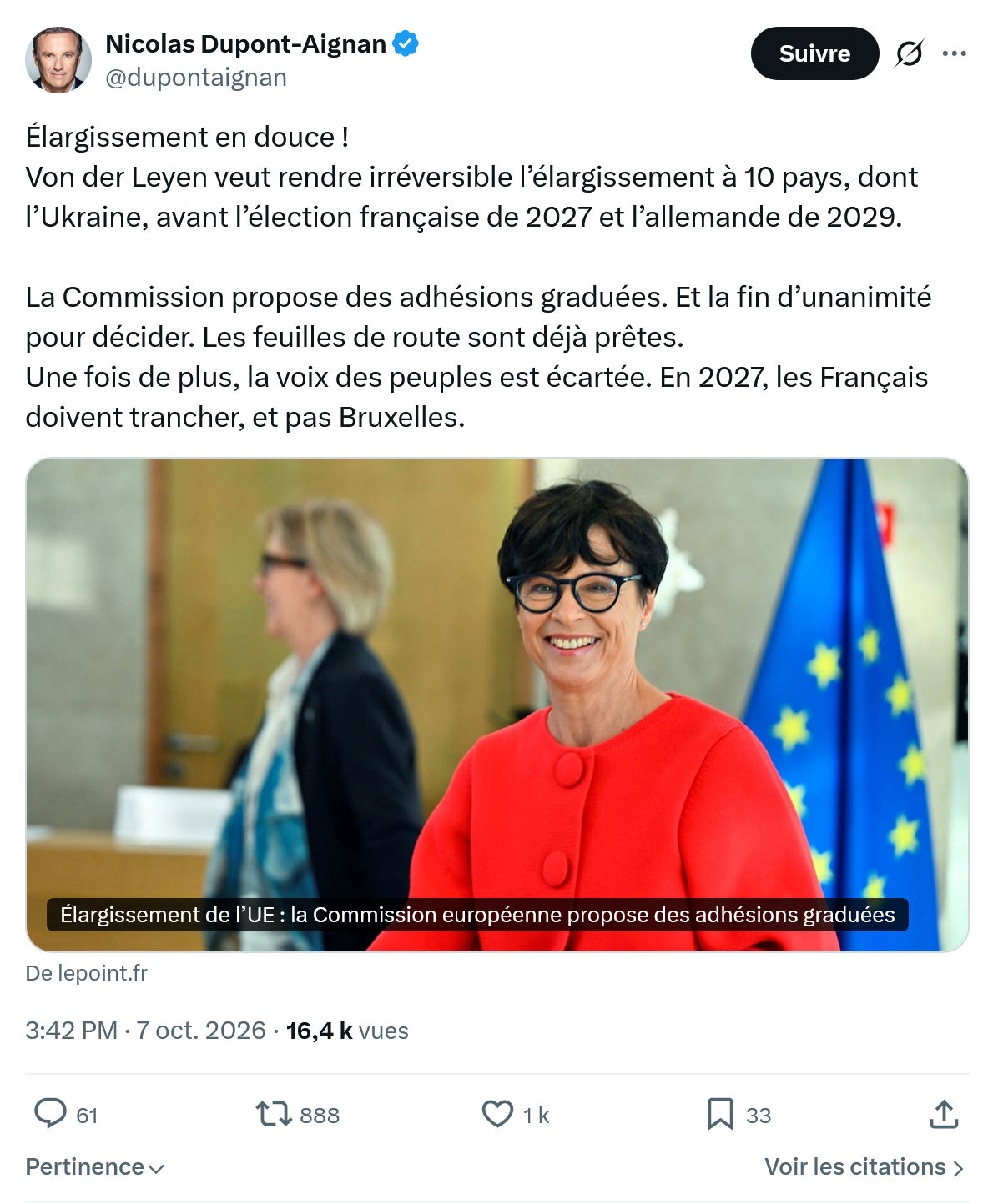 Nicolas Dupont-Aignan: Élargissement en douce...