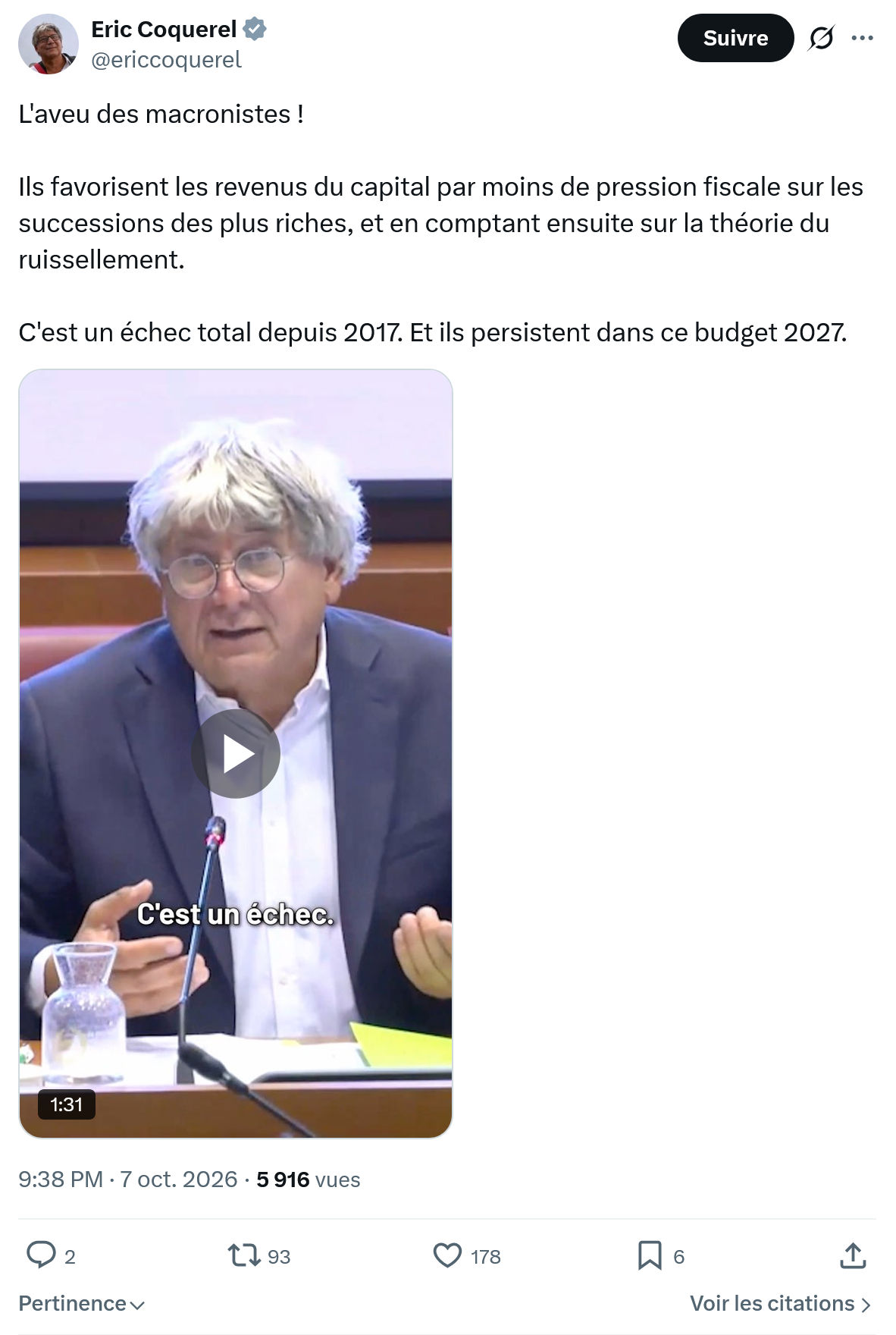 Eric Coquerel: L'aveu des macronistes...