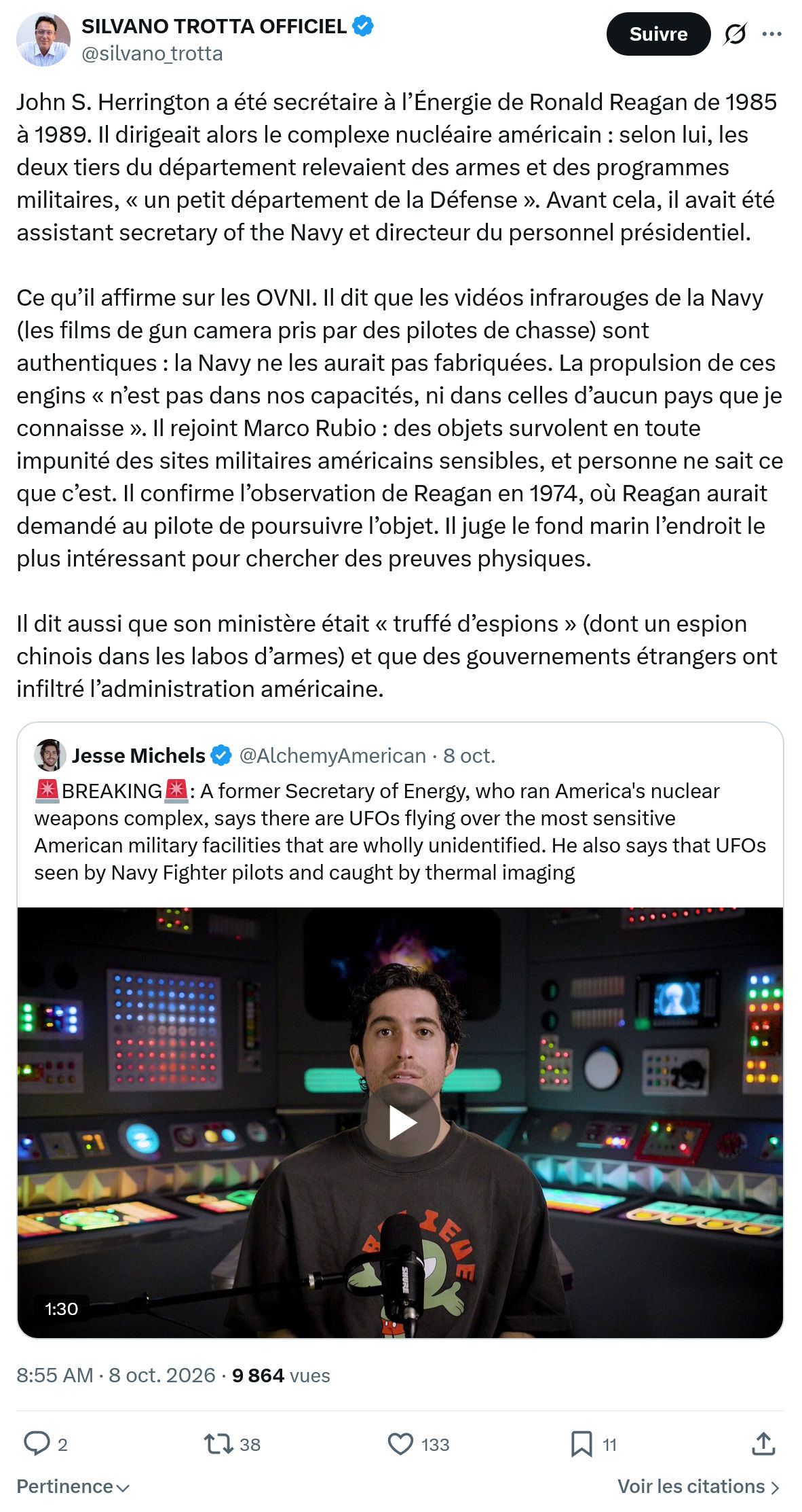 Silvano Trotta: John S. Herrington a été secrétaire...