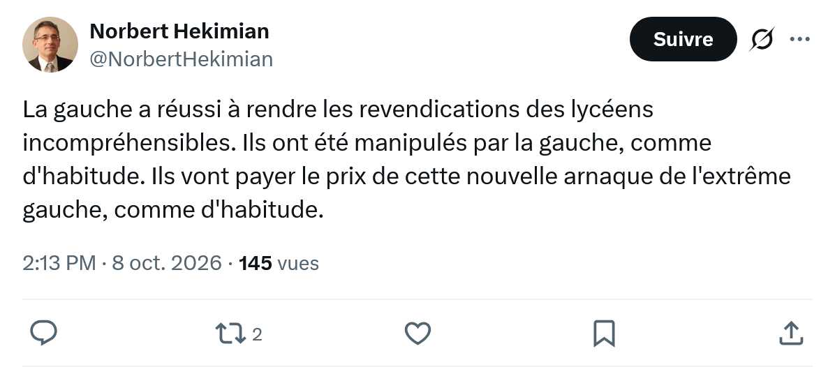 Norbert Hekimian: La gauche a réussi à rendre...