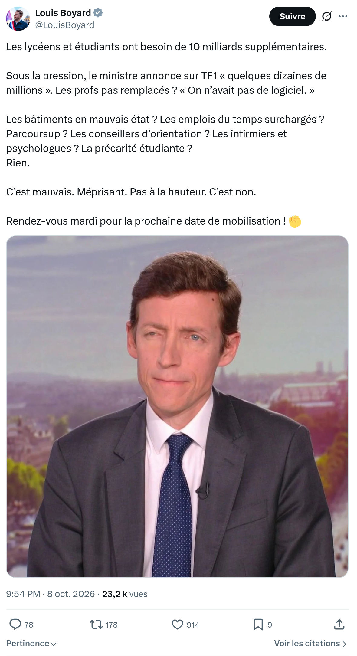 Louis Boyard: Les lycéens et étudiants...
