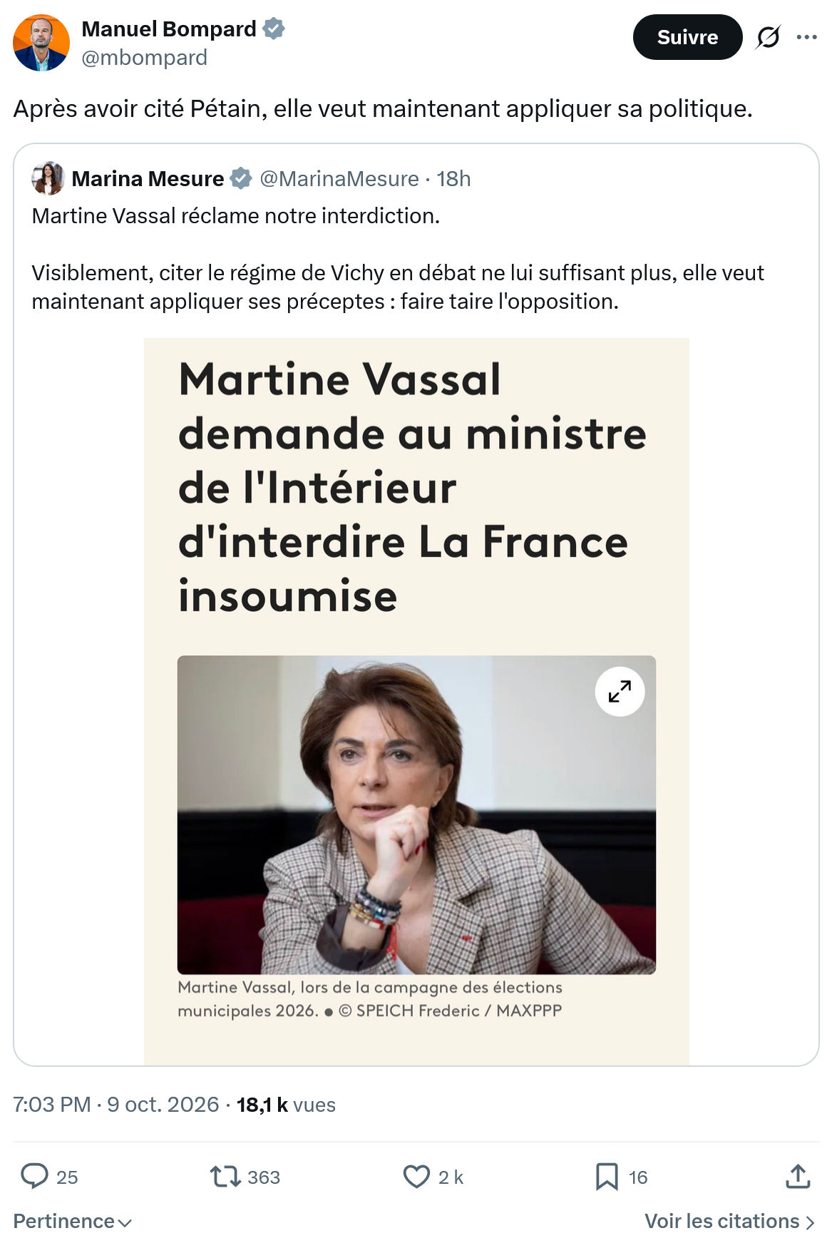 Manuel Bompard: Après avoir cité Pétain...