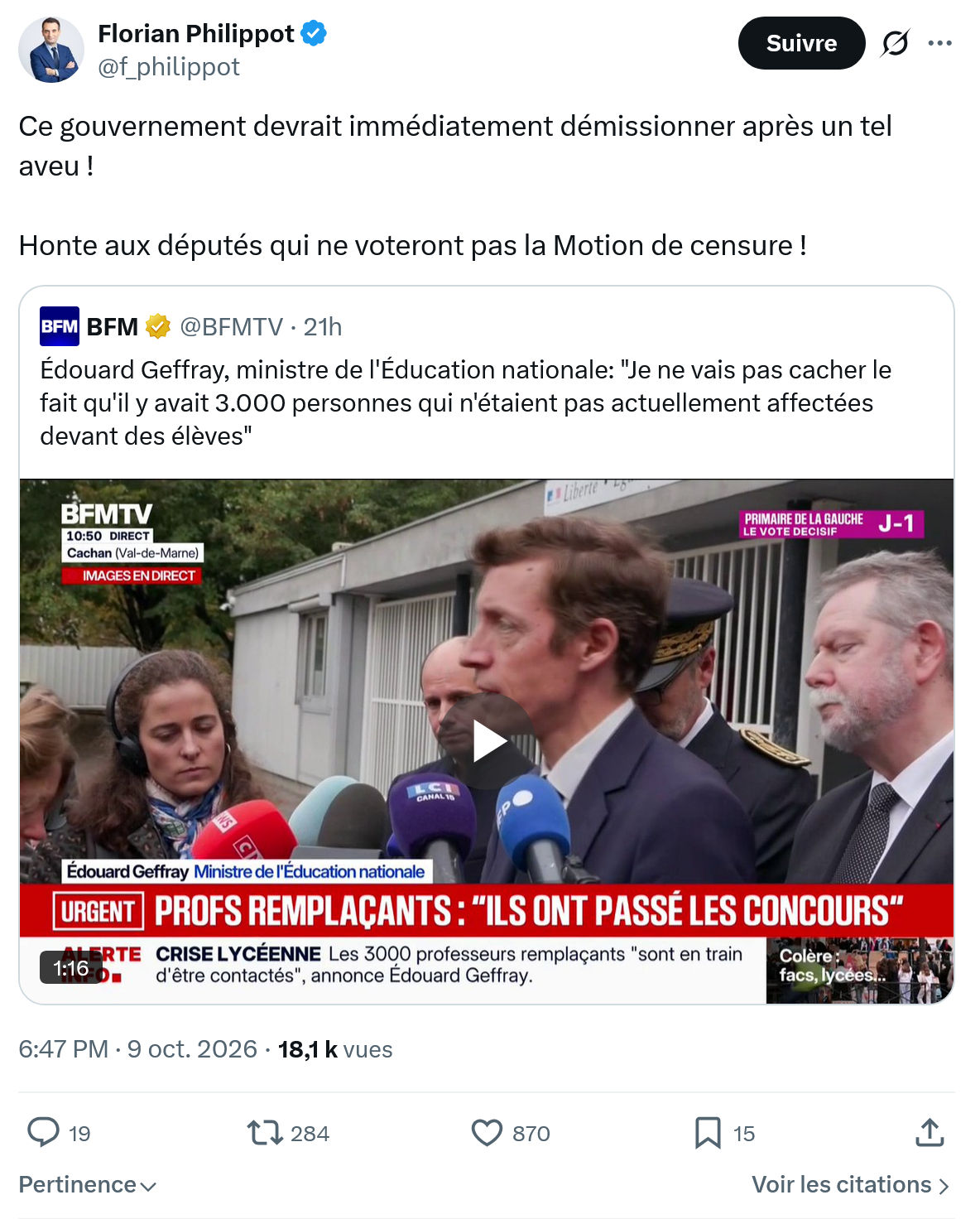 Florian Philippot: Ce gouvernement devrait...