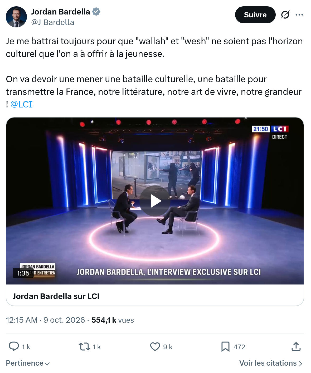 Jordan Bardella: Je me battrai toujours...