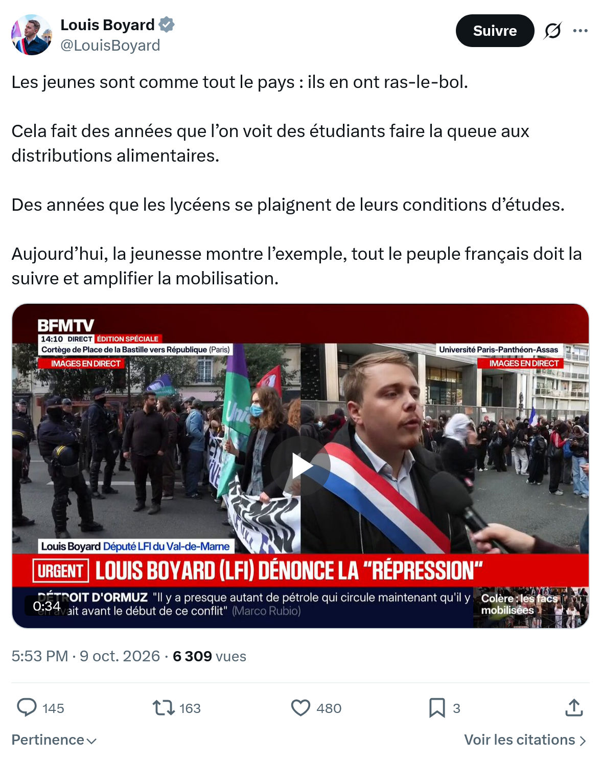 Louis Boyard: Les jeunes sont comme tout...