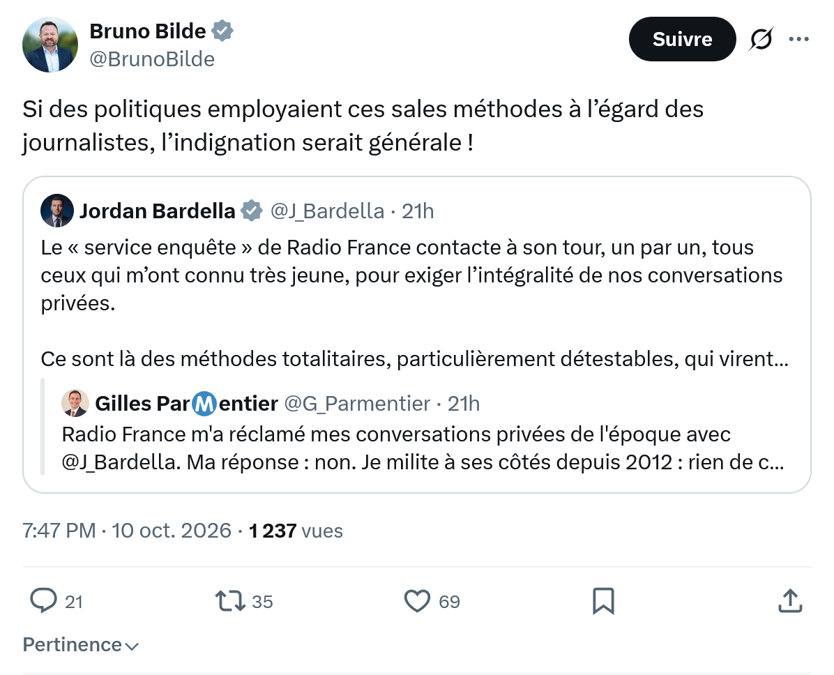 Bruno Bilde: Si des politiques employaient...