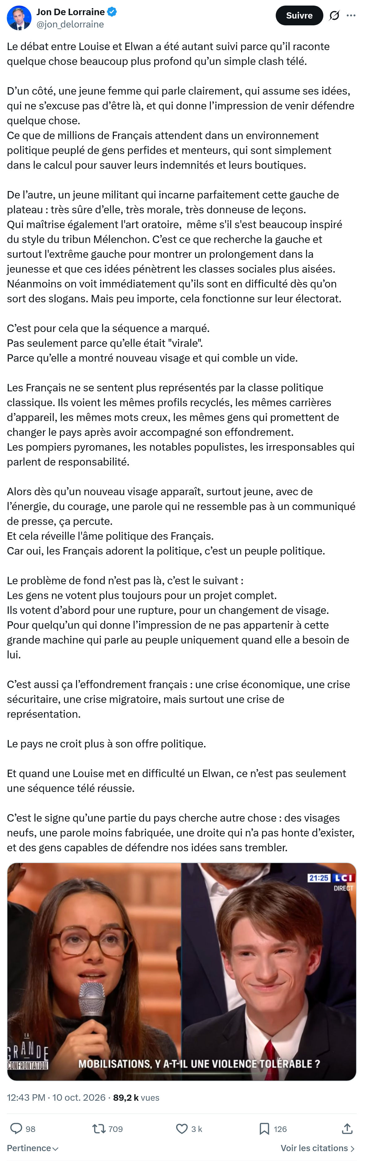 Jon De Lorraine: Le débat entre Louise...