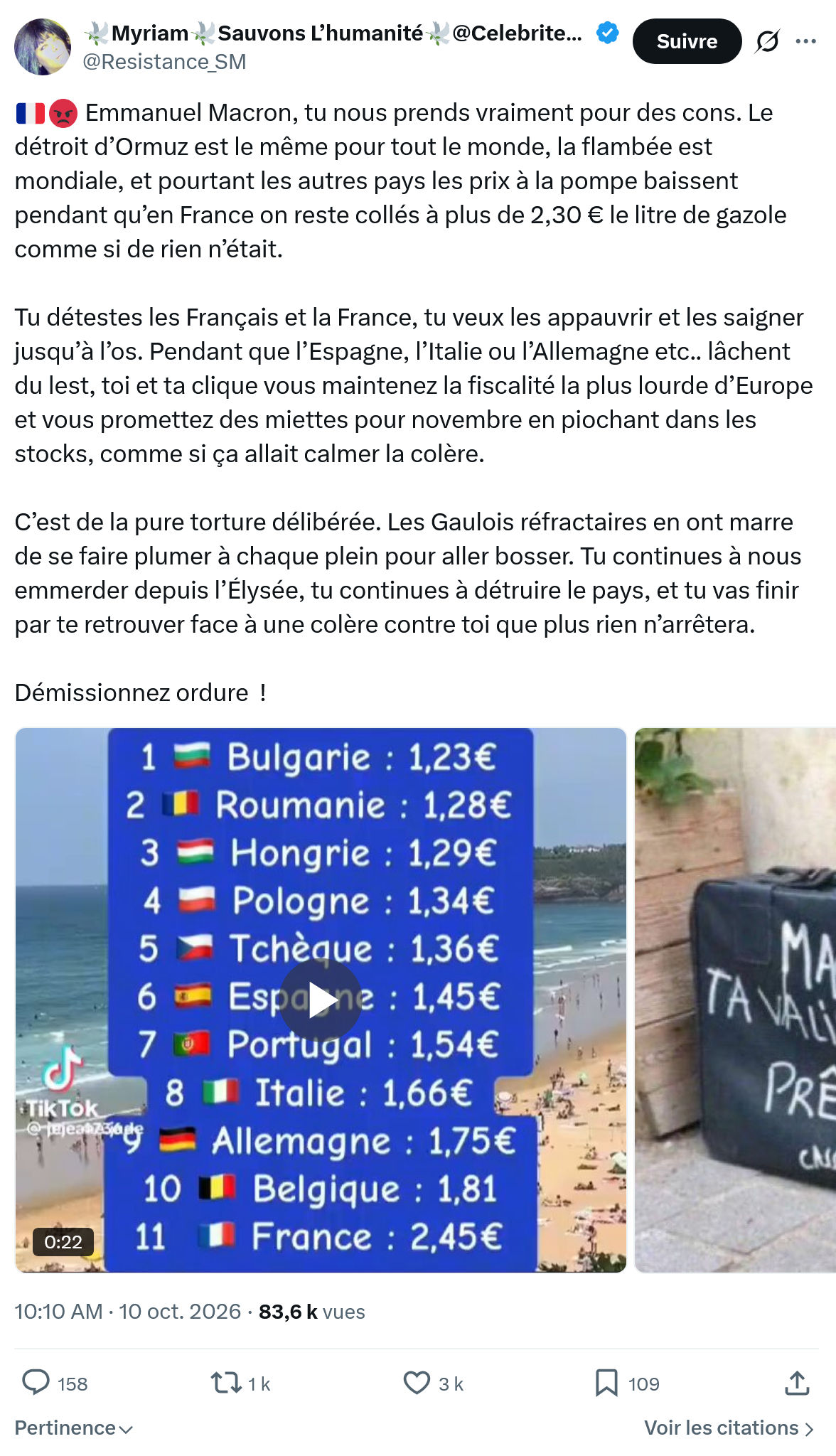 Myriam:  Emmanuel Macron, tu nous...