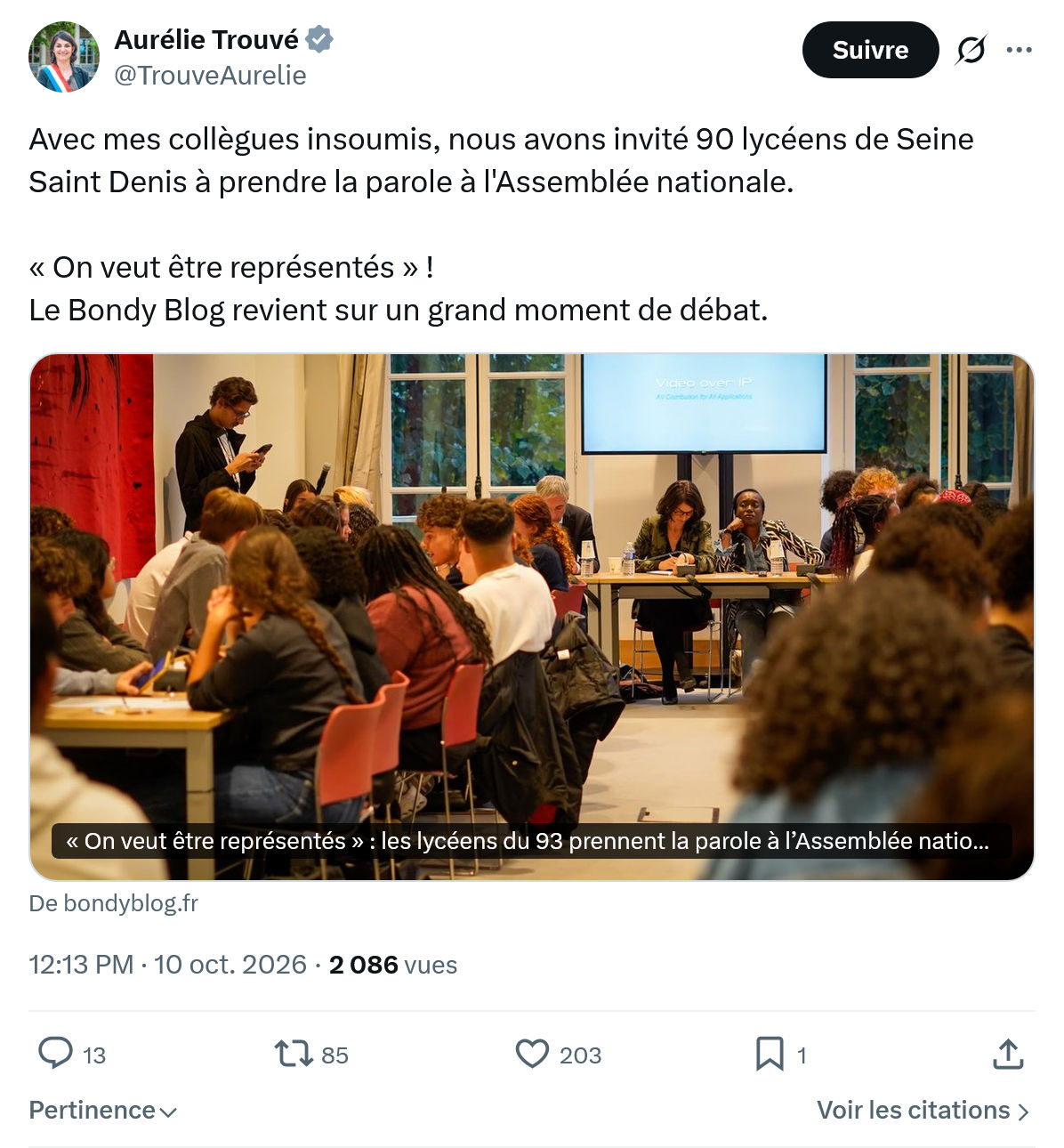 Aurélie Trouvé: Avec mes collègues insoumis...