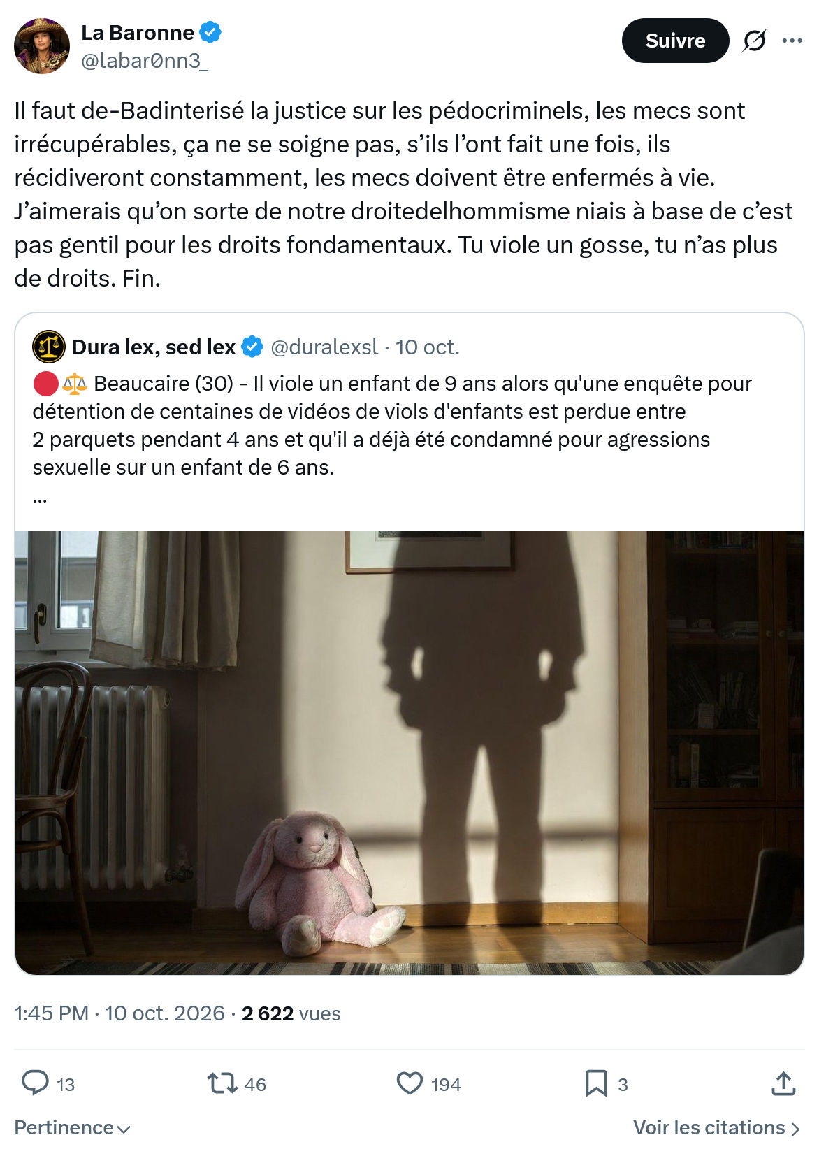 La Baronne: Il faut de-Badinterisé la justice...