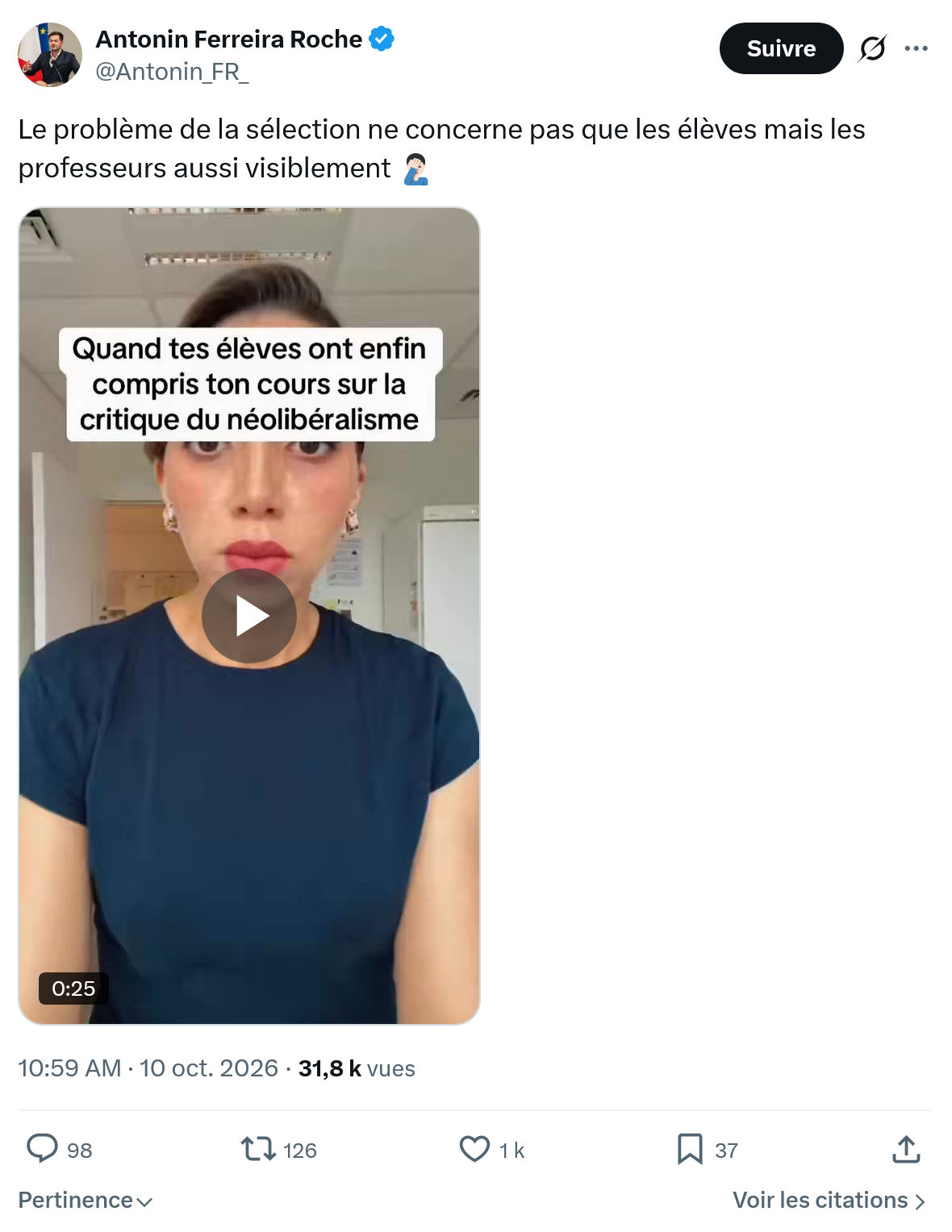 Antonin Ferreira Roche: Le problème de la sélection...