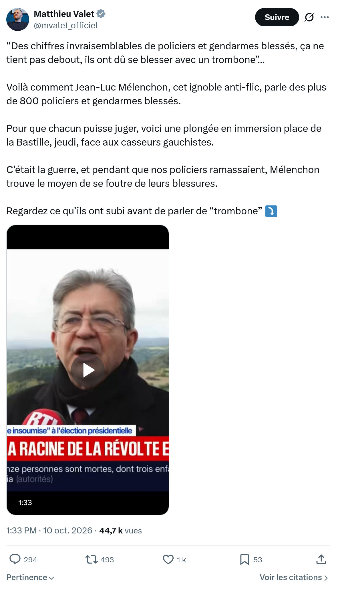 Matthieu Valet: “Des chiffres invraisemblables...