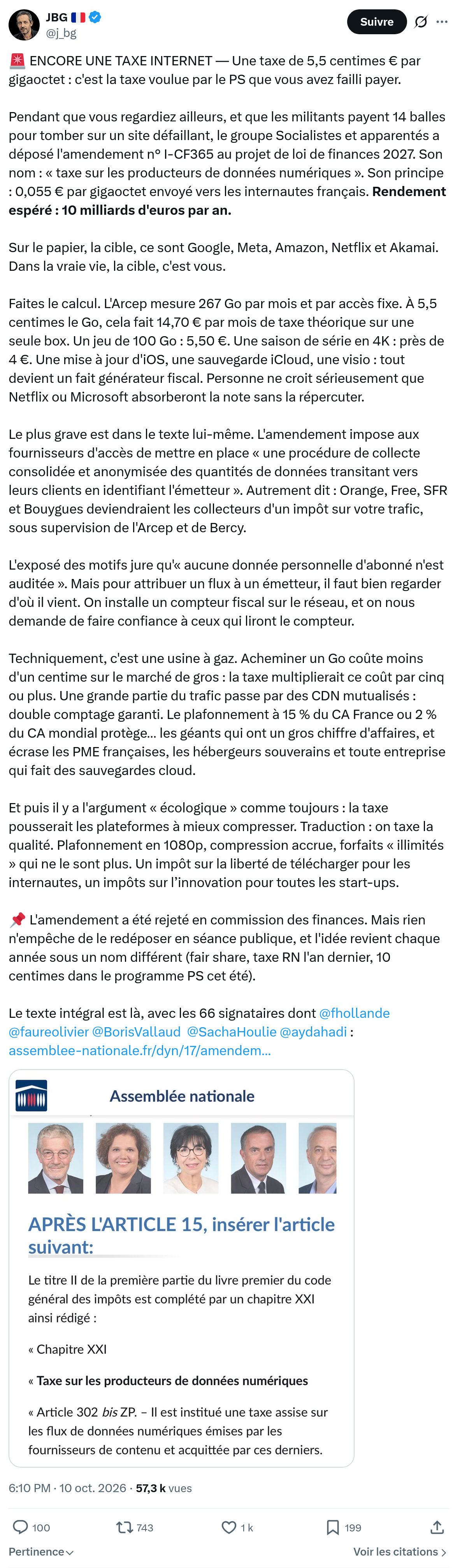 JBG: ENCORE UNE TAXE INTERNET...