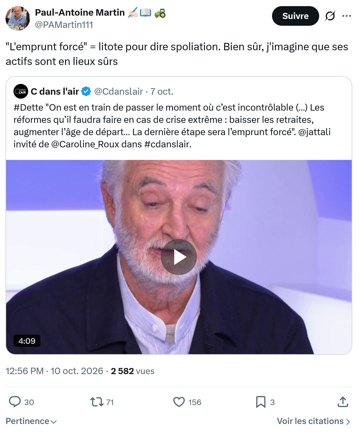 Paul-Antoine Martin: "L'emprunt forcé" = litote...
