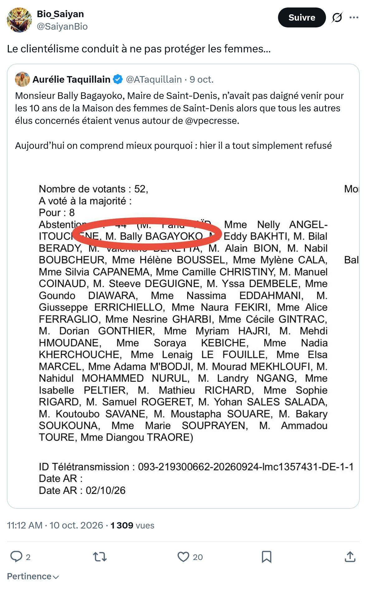 Bio Saiyan: Le clientélisme conduit...
