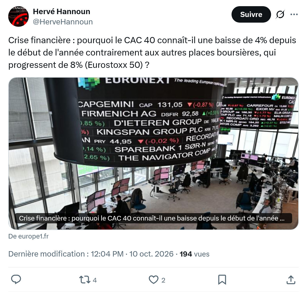Herve Hannoun: Crise financière : pourquoi...