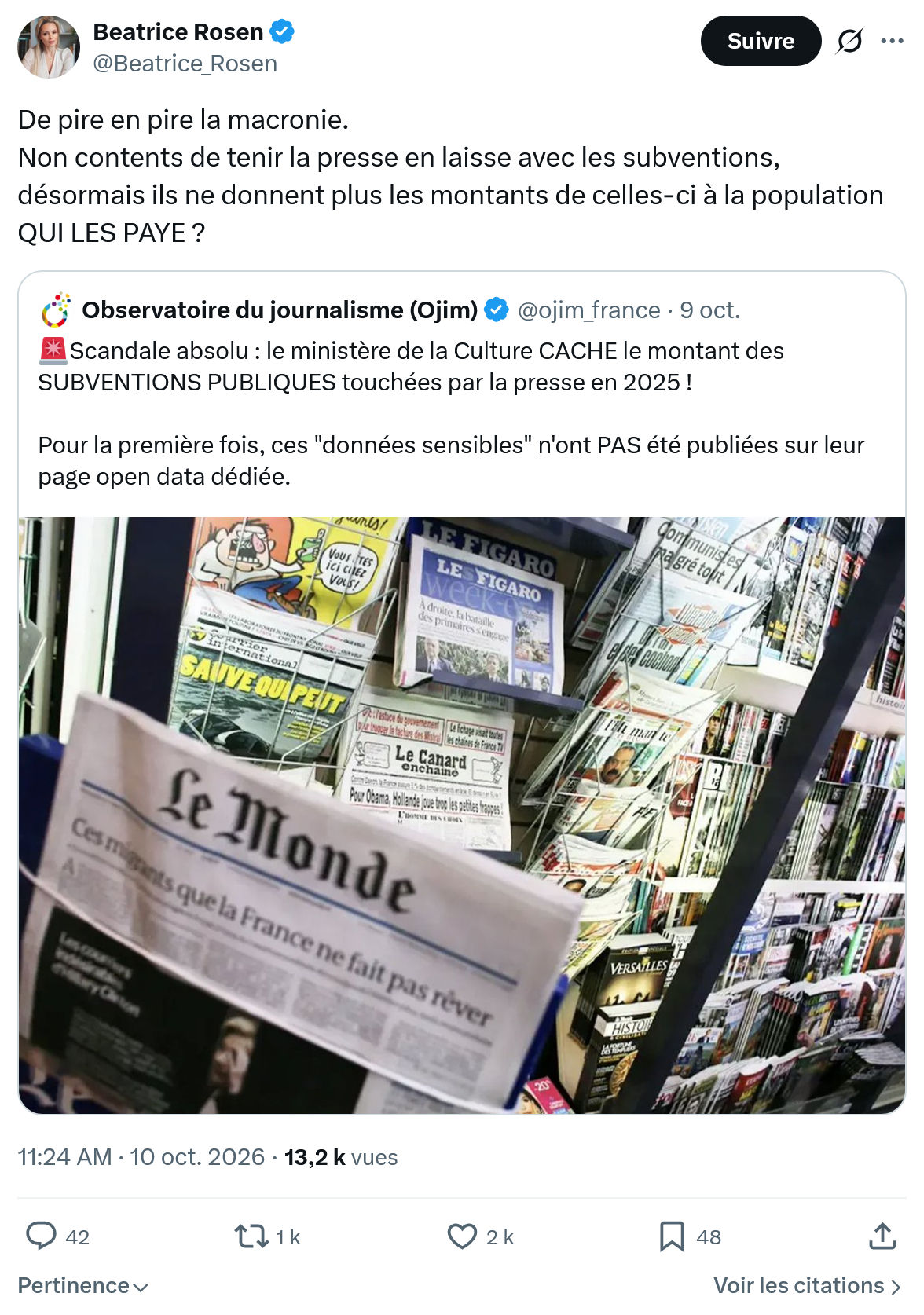 Béatrice Rosen: De pire en pire la macronie...