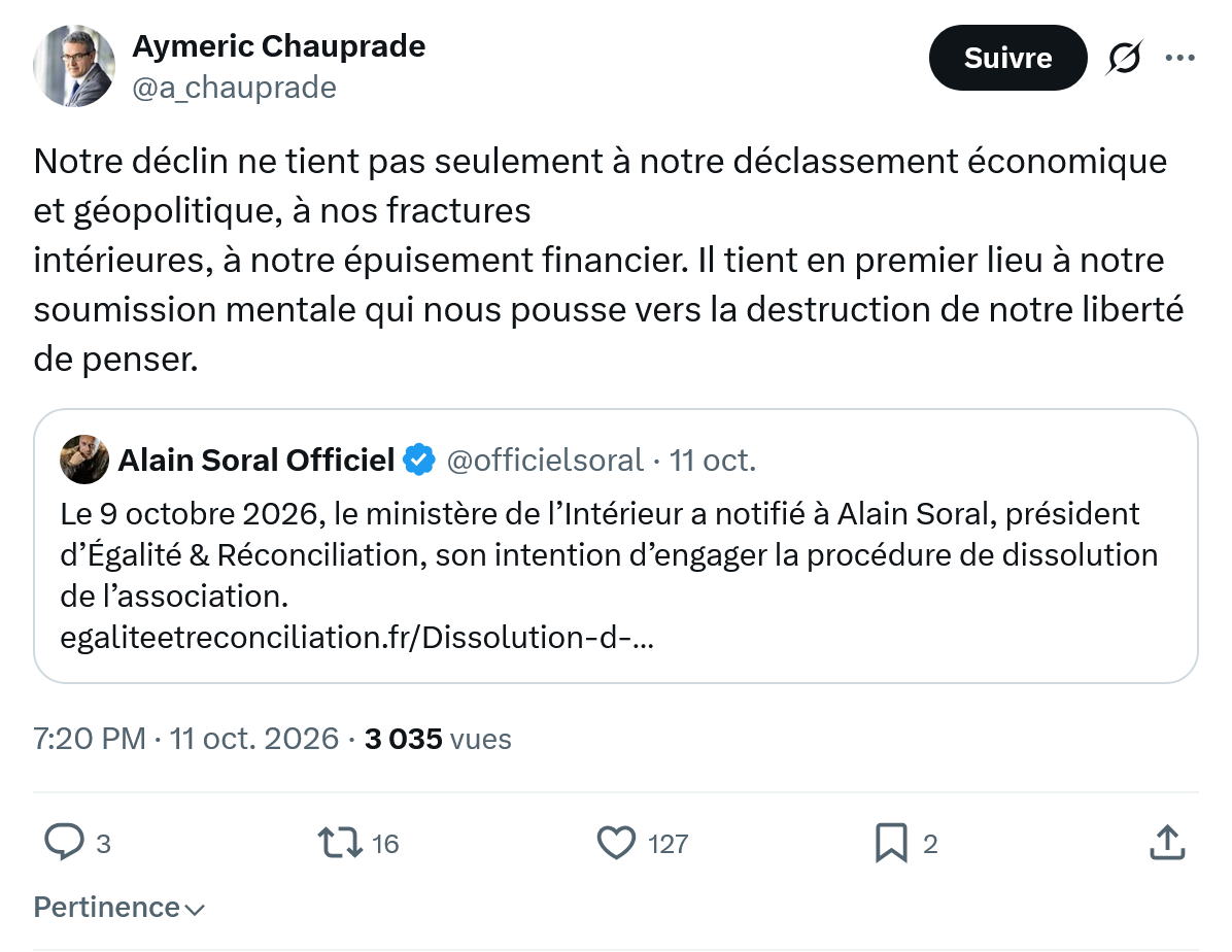 Aymeric Chauprad: Notre déclin ne tient pas seulement...