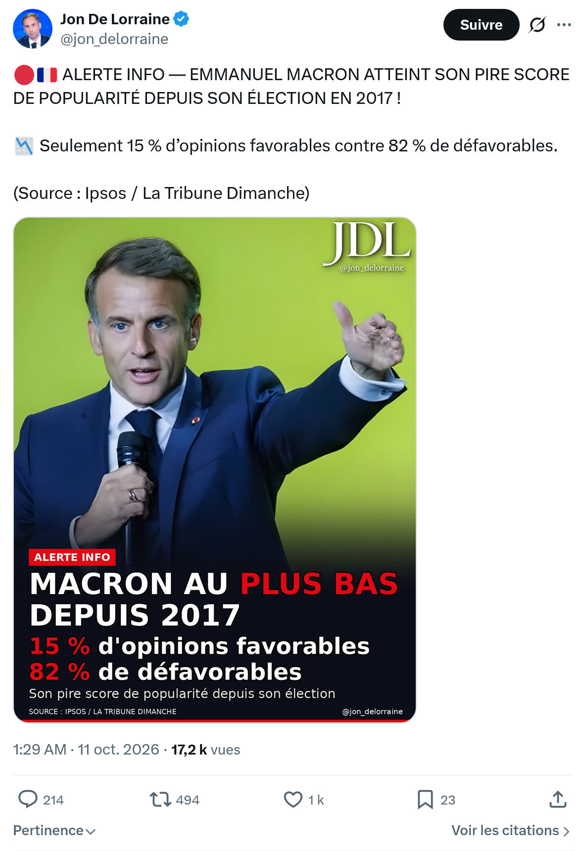 Jon De Lorraine: ALERTE INFO — EMMANUEL...